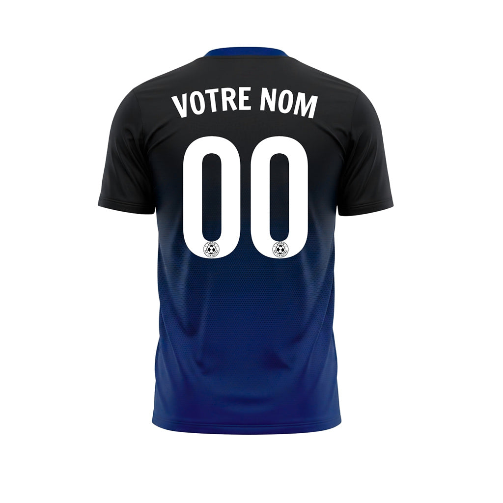 Noir Bleu Demi-Teinte Dégradé Maillot de Football Personnalisé