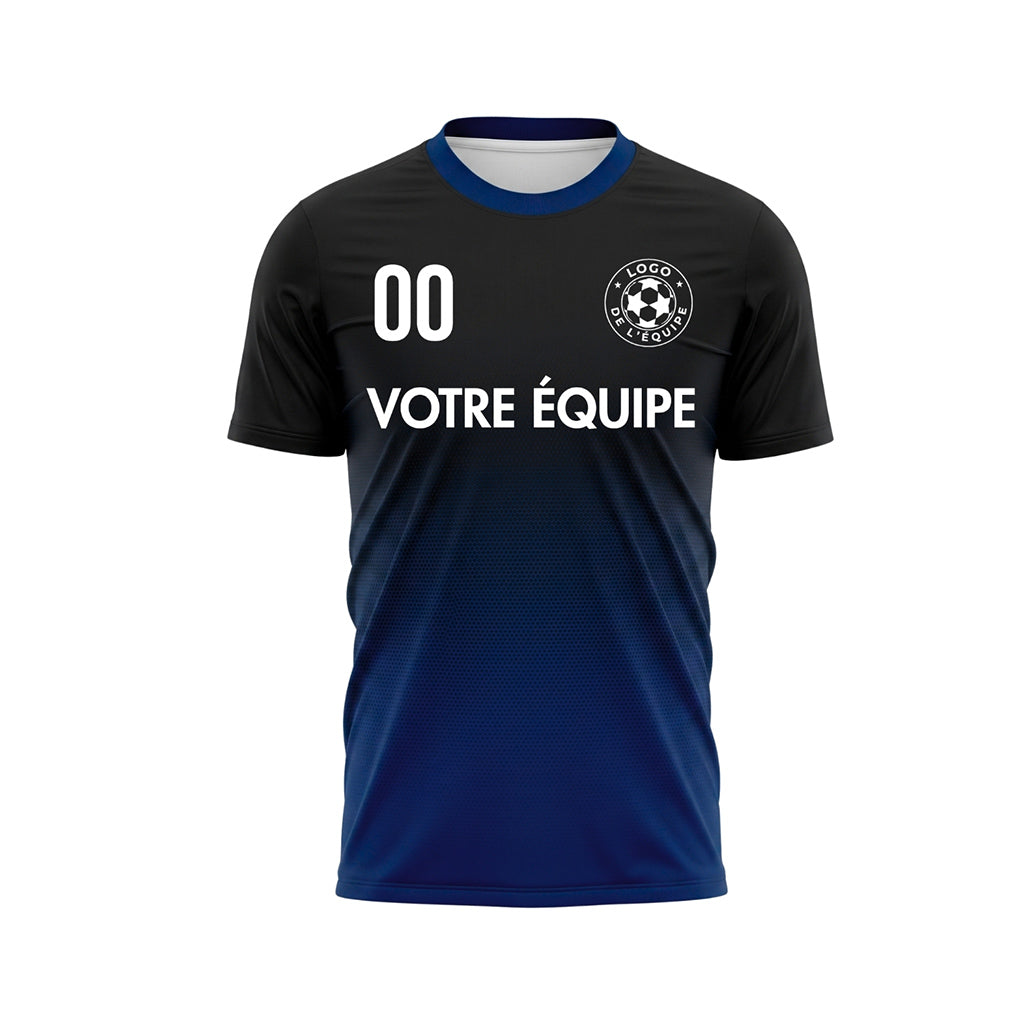 Noir Bleu Demi-Teinte Dégradé Maillot de Football Personnalisé