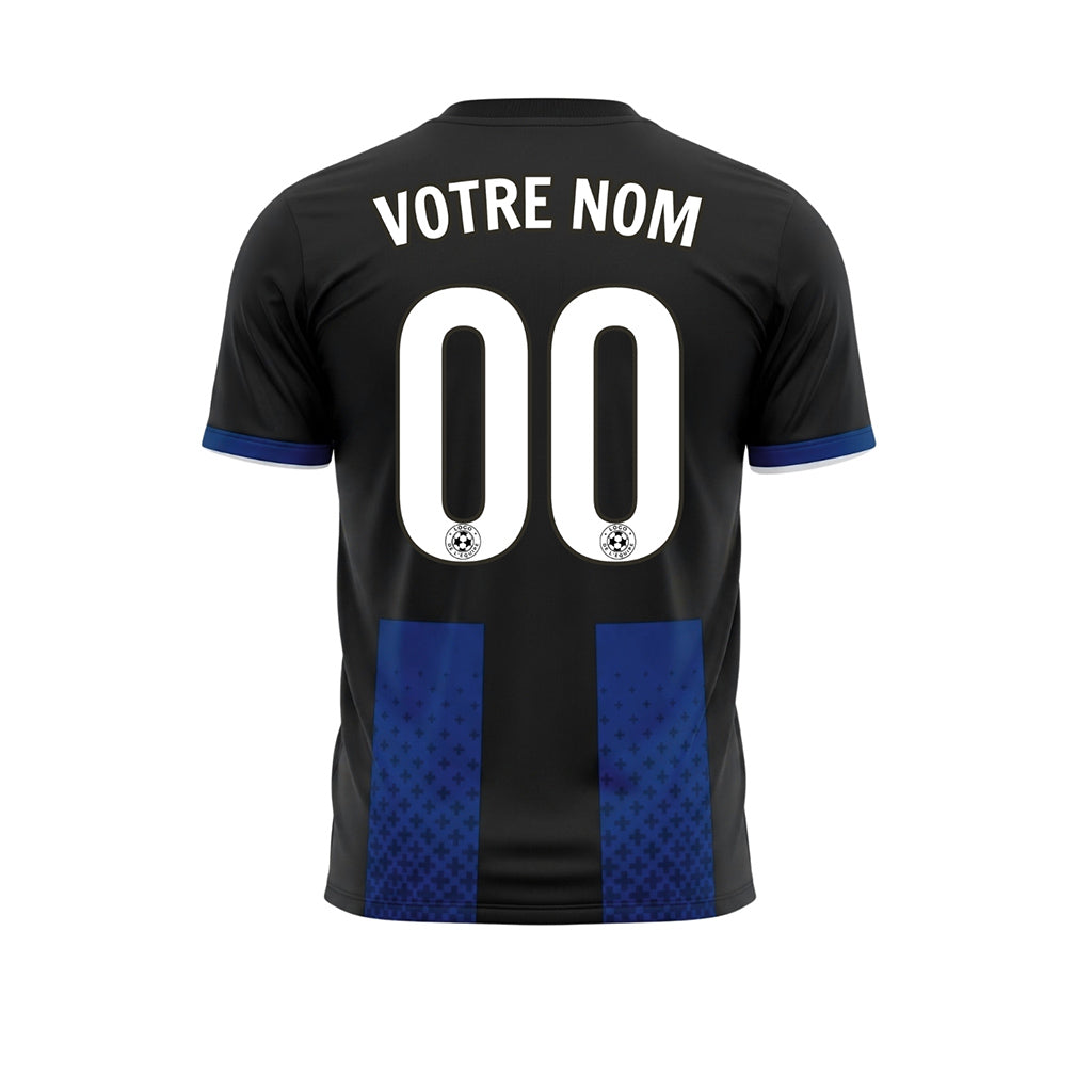 Noir Bleu Croix Motif Maillot de Football Personnalisé