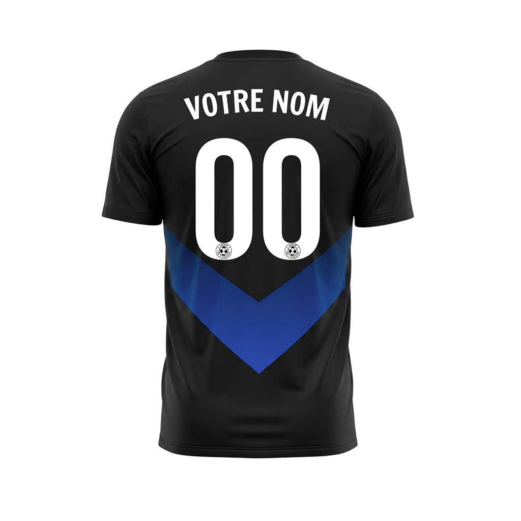 Noir Bleu V Motif Maillot de Football Personnalisé