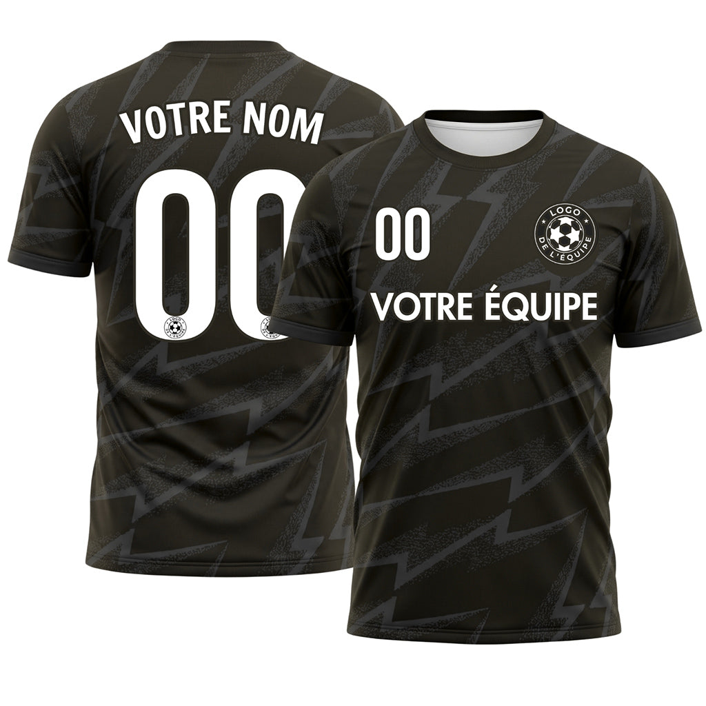 Noir Éclair Motif Maillot de Football Personnalisé