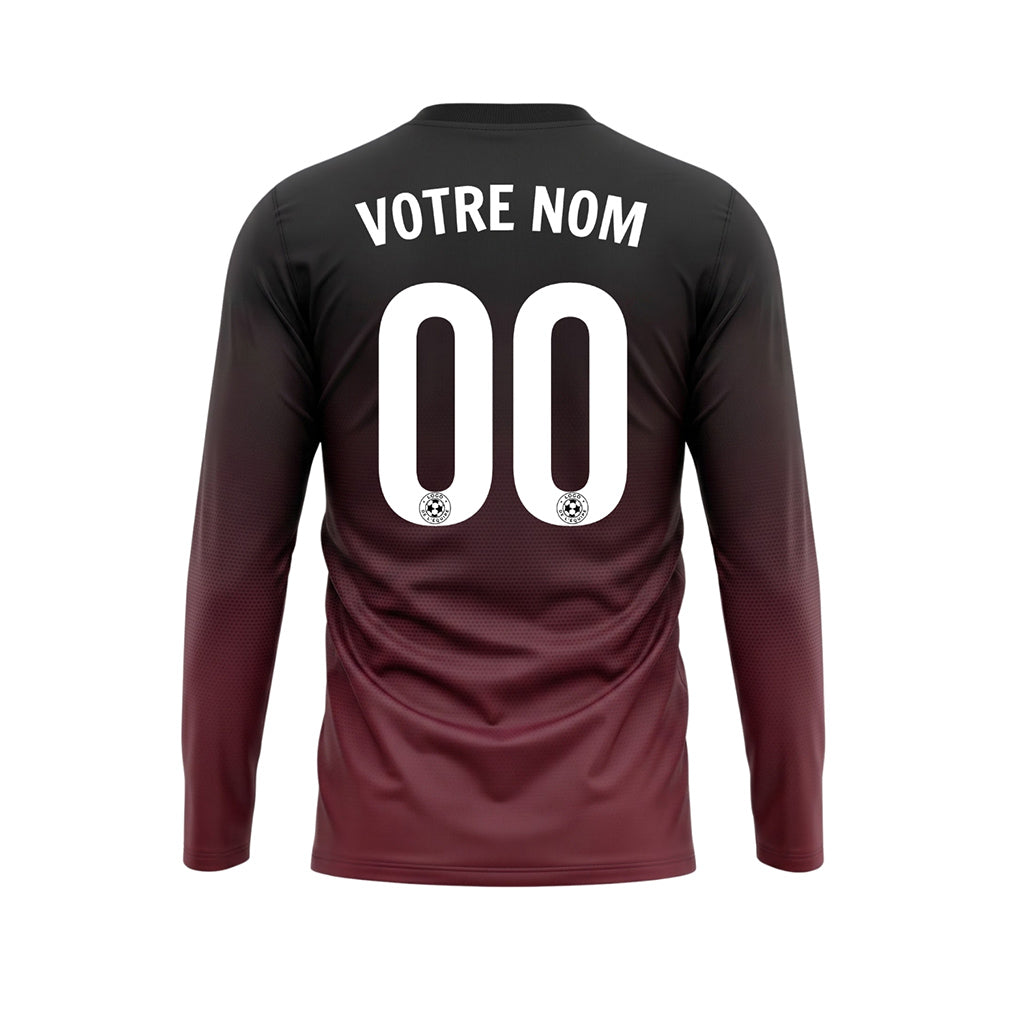 Noir Bordeaux Dégradé à Pois Maillot de Football Personnalisé à Manches Longues