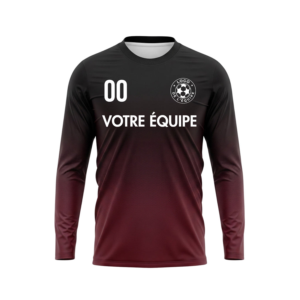 Noir Bordeaux Dégradé à Pois Maillot de Football Personnalisé à Manches Longues