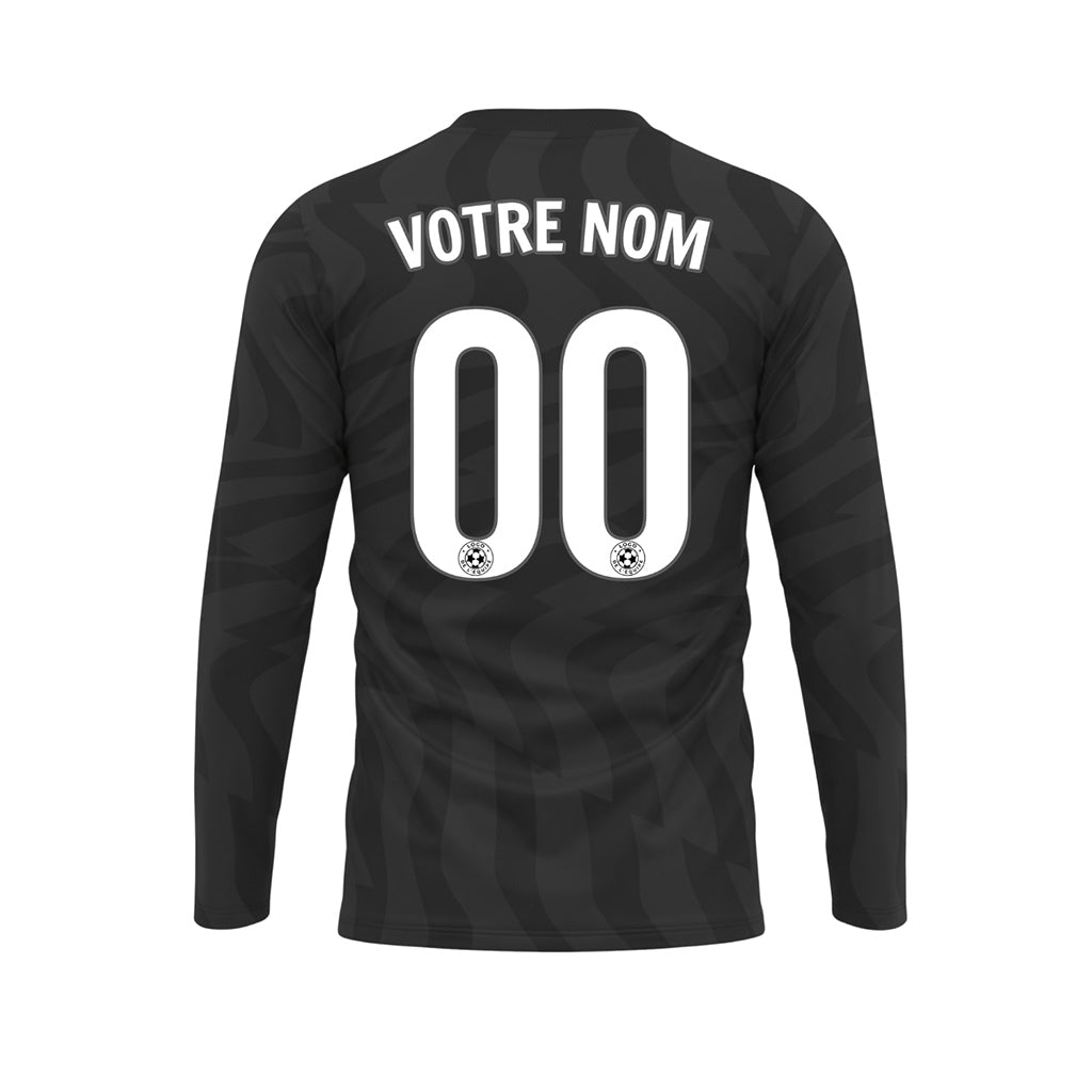 Noir Gris Foncé Motif Ondulé Maillot de Football Personnalisé à Manches Longues