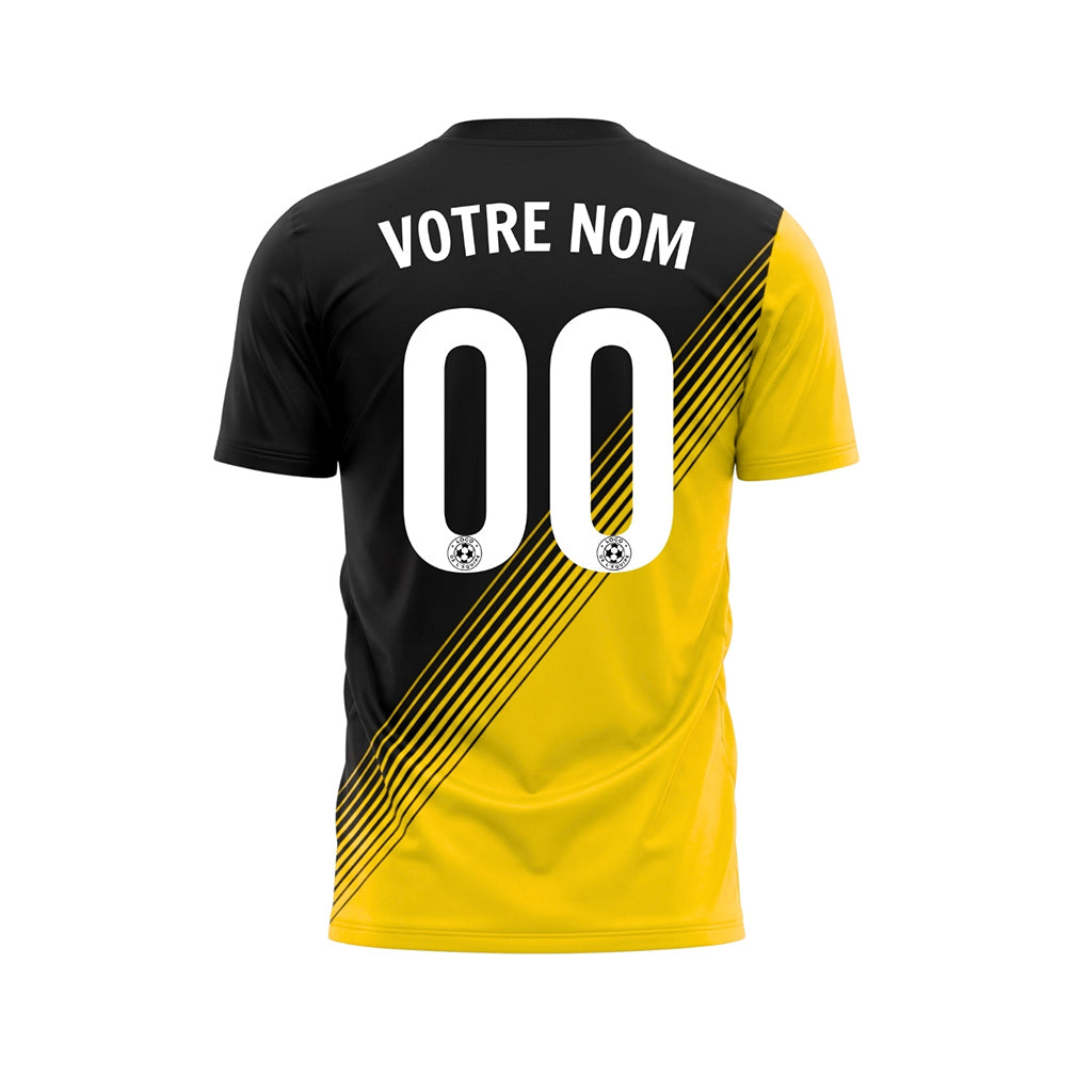 Noir Jaune Diagonales Rayures Maillot de Football Personnalisé