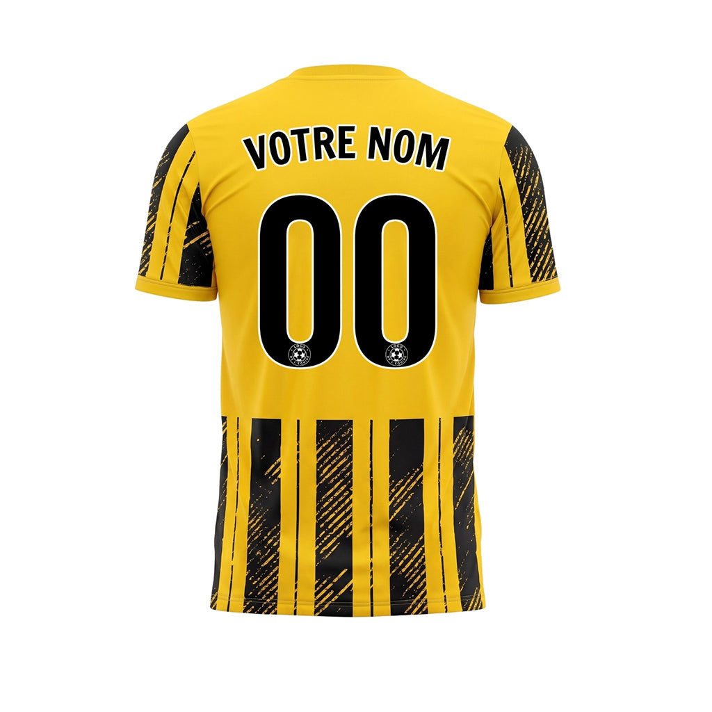 Noir Jaune Tacheté Diagonales Rayures Longitudinales Motif Maillot de Football Personnalisé