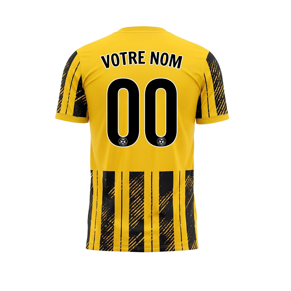 Noir Jaune Discontinues Diagonales Rayures Longitudinales Motif (2) Maillot de Football Personnalisé