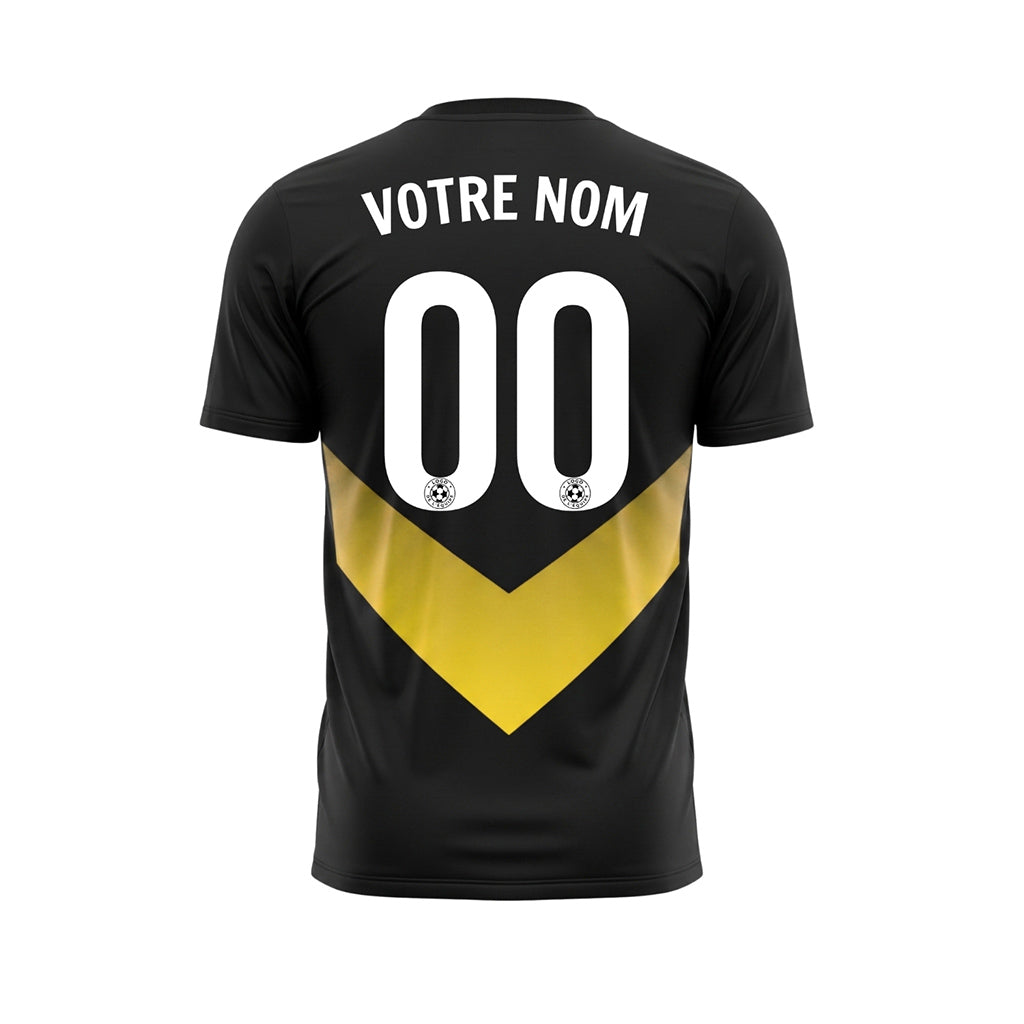 Noir Jaune V Motif Maillot de Football Personnalisé