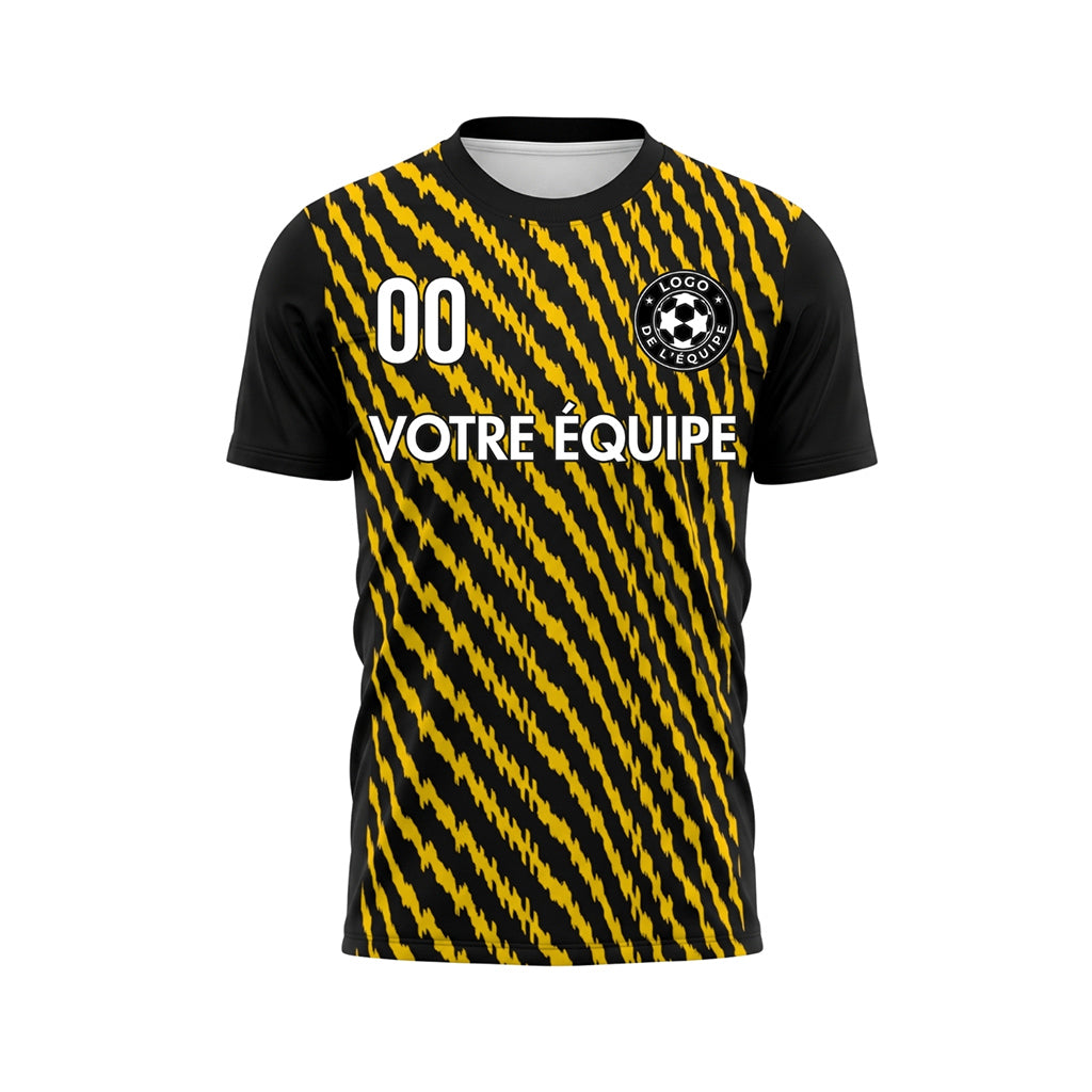 Noir Jaune Zigzag Rayures Maillot de Football Personnalisé