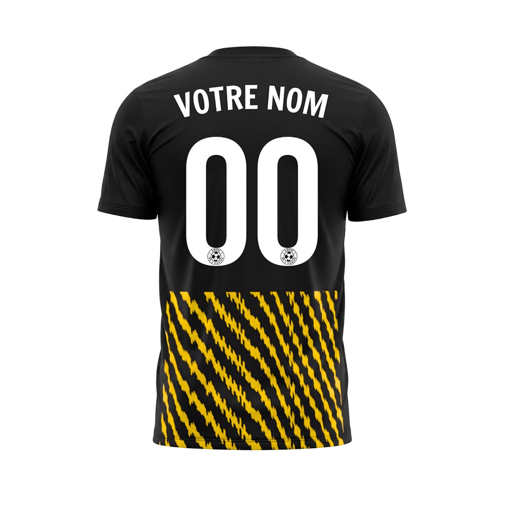 Noir Jaune Zigzag Rayures Maillot de Football Personnalisé
