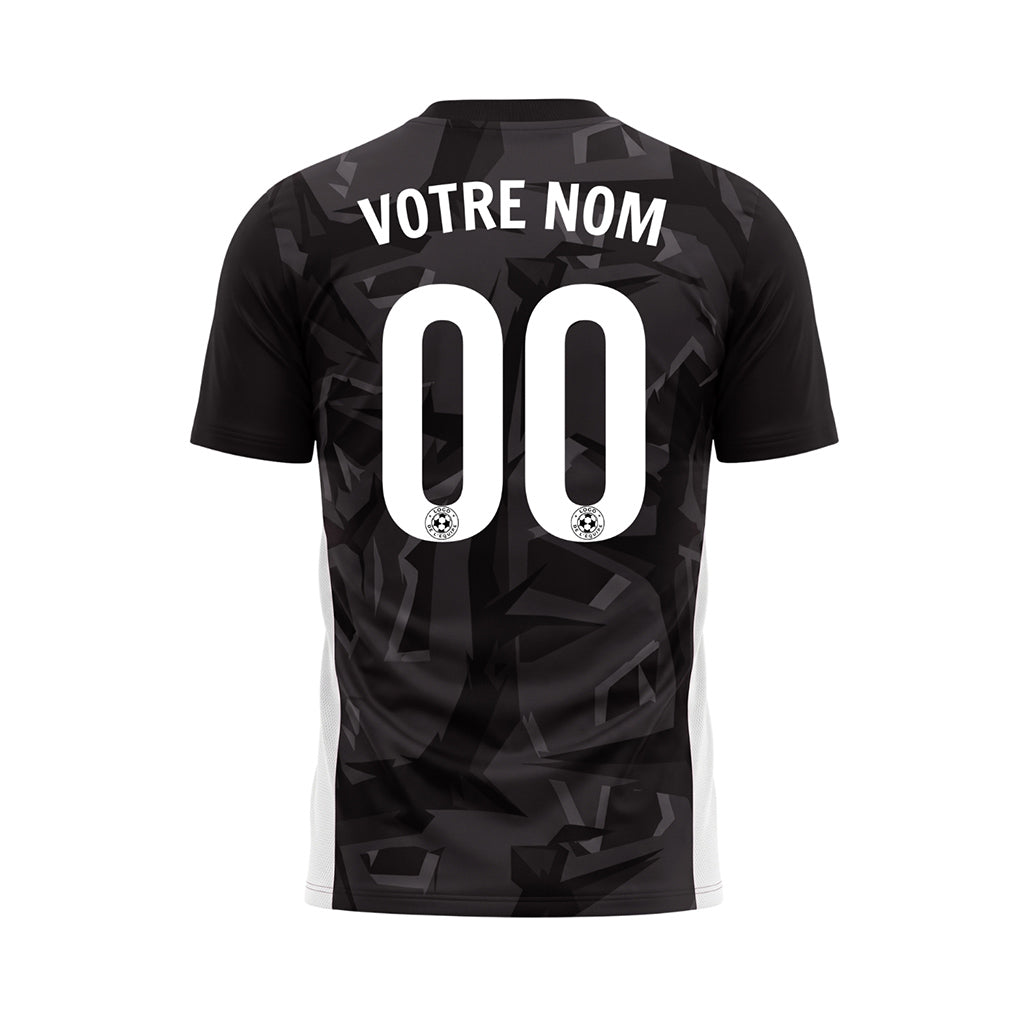Noir Géométrique Motif Maillot de Football Personnalisé