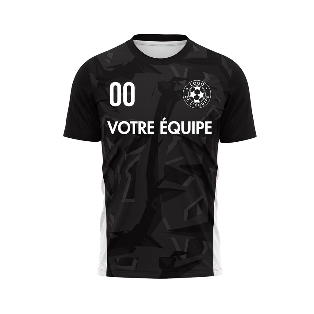 Noir Géométrique Motif Maillot de Football Personnalisé
