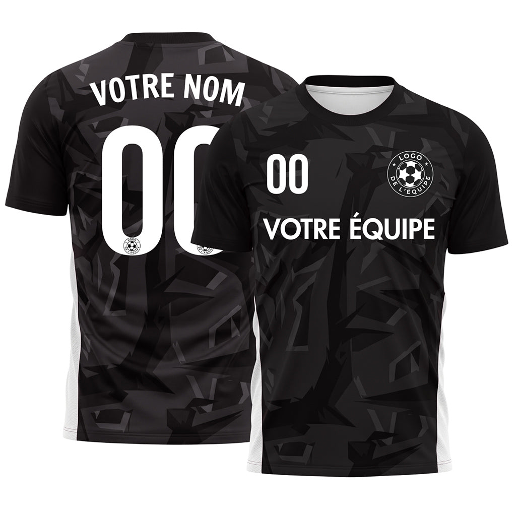 Noir Géométrique Motif Maillot de Football Personnalisé