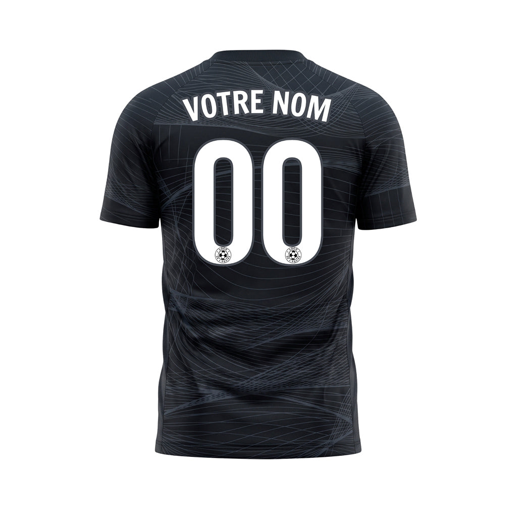 Noir Graphite Lignes Ondulées Maillot de Football Personnalisé