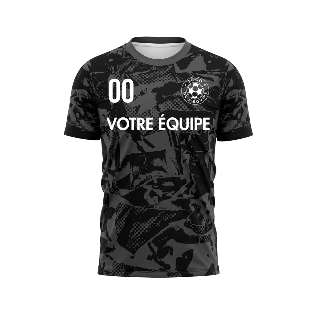 Noir Gris Abstrait Camouflage Maillot de Football Personnalisé