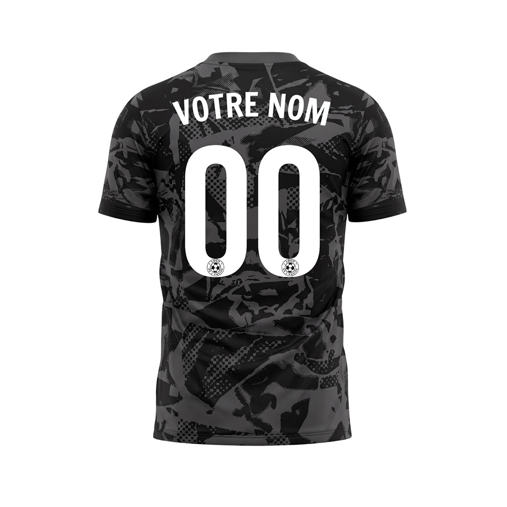 Noir Gris Abstrait Camouflage Maillot de Football Personnalisé