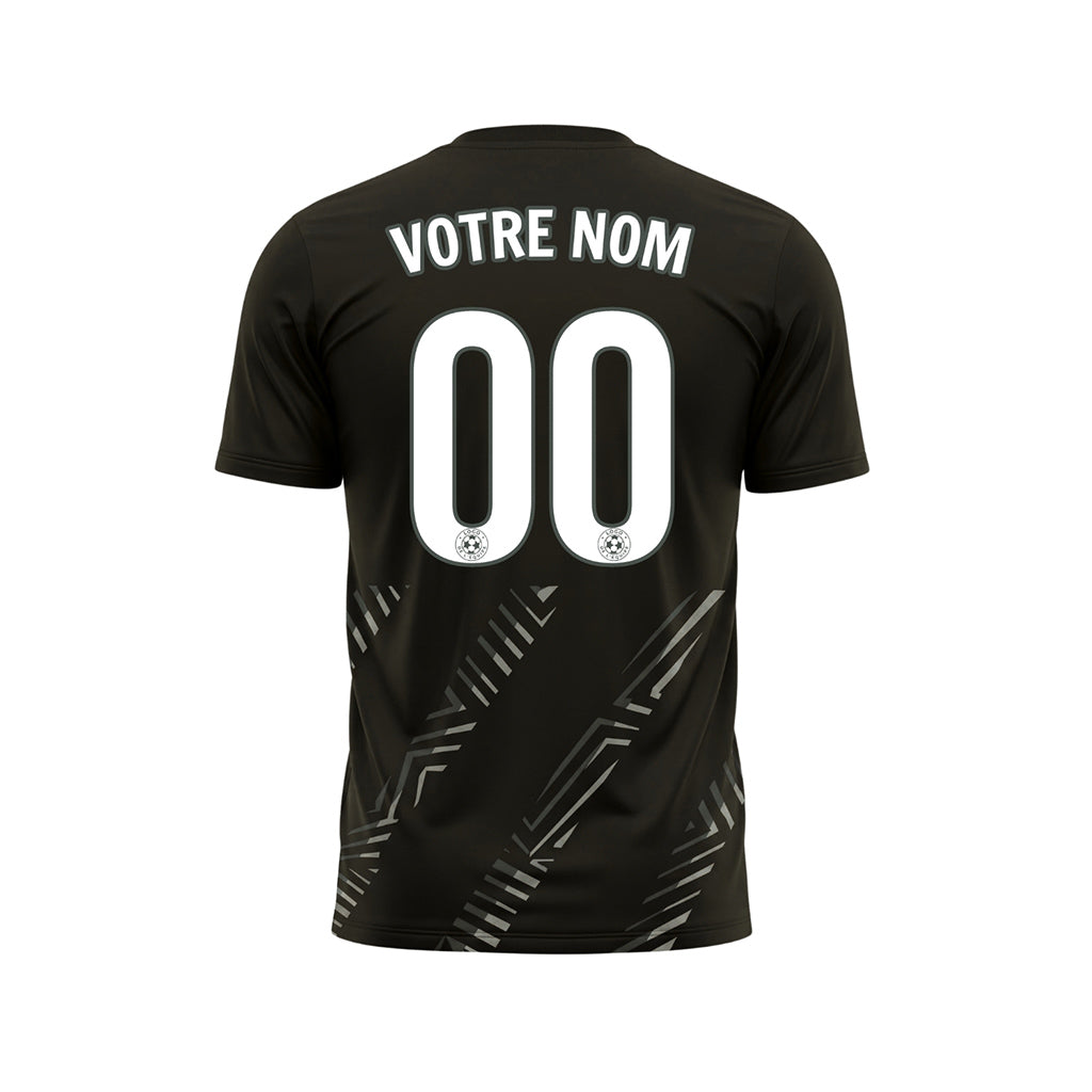 Noir Gris Diagonales Rayures Maillot de Football Personnalisé