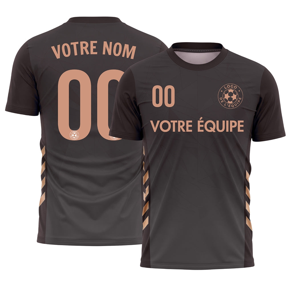 Noir Gris Géométrique Motif Maillot de Football Personnalisé