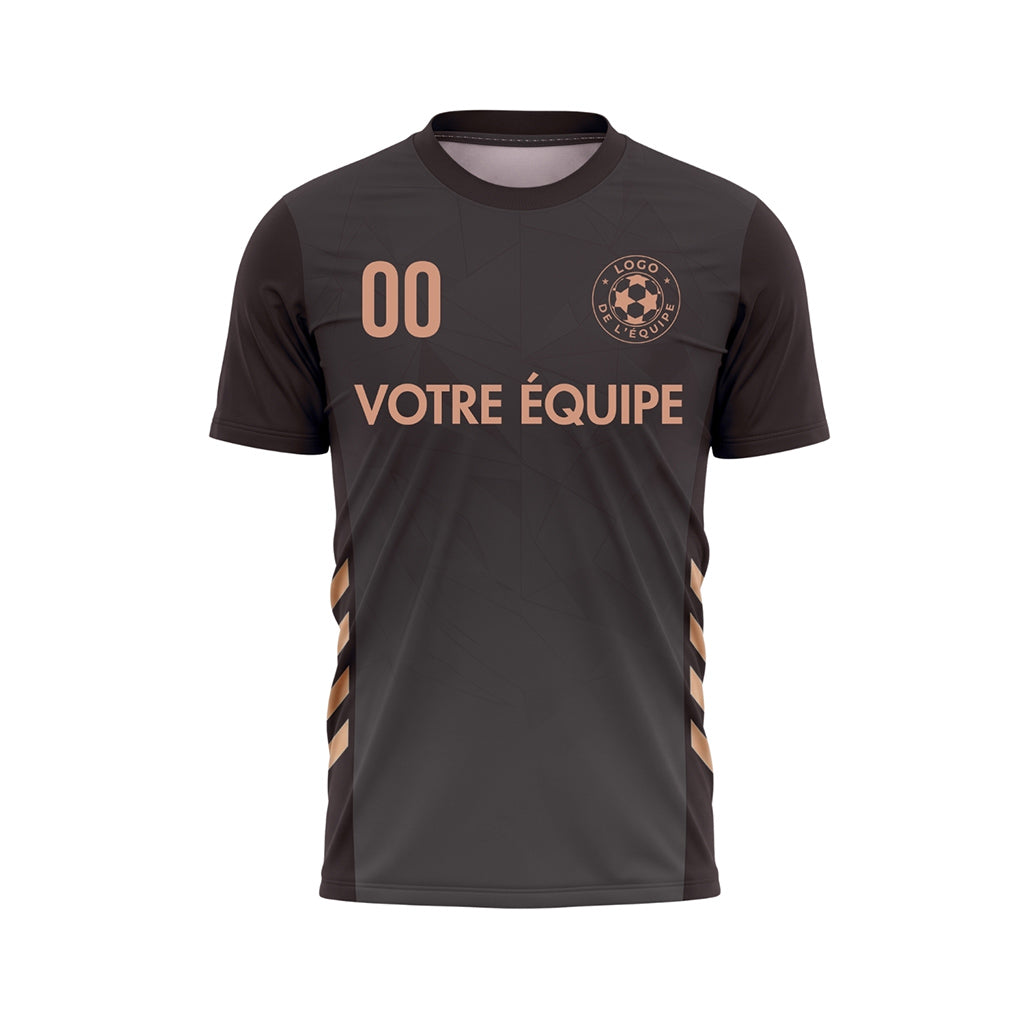 Noir Gris Géométrique Motif Maillot de Football Personnalisé