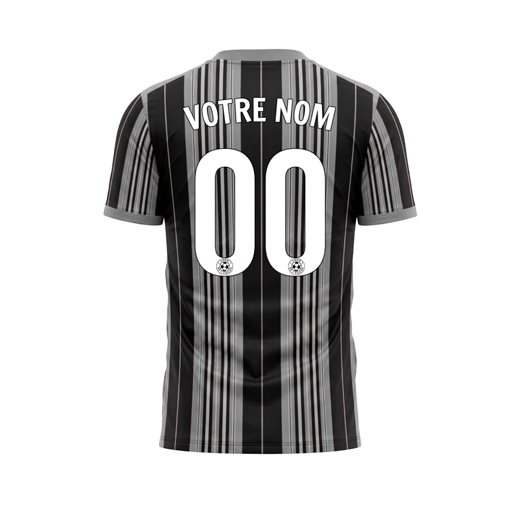 Noir Gris Rayé Maillot de Football Personnalisé