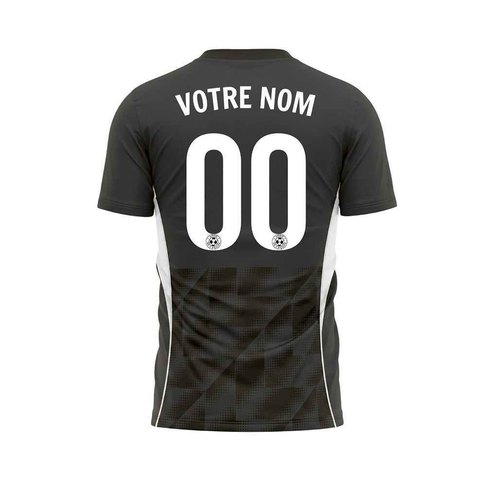 Noir Gris Demi-Teinte Géométrique Motif Maillot de Football Personnalisé