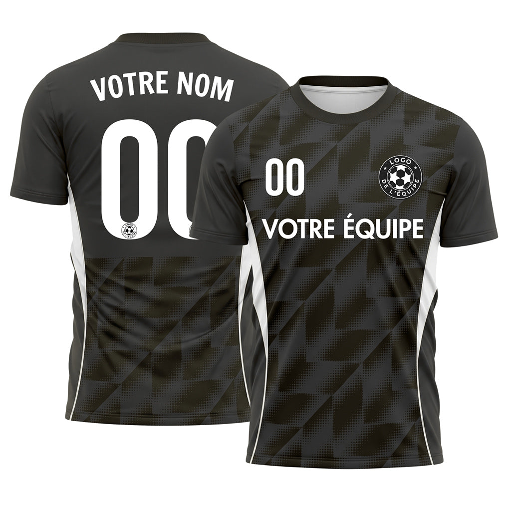 Noir Gris Demi-Teinte Géométrique Motif Maillot de Football Personnalisé