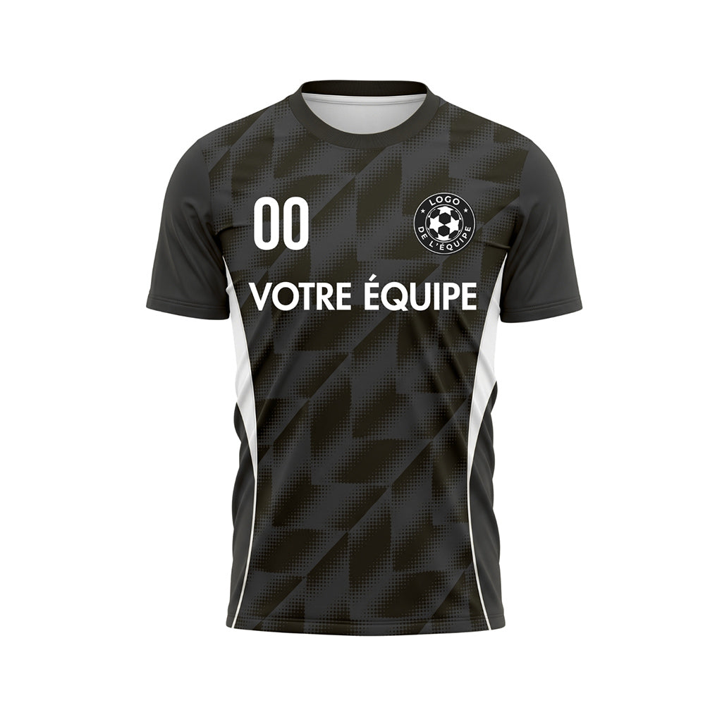 Noir Gris Demi-Teinte Géométrique Motif Maillot de Football Personnalisé