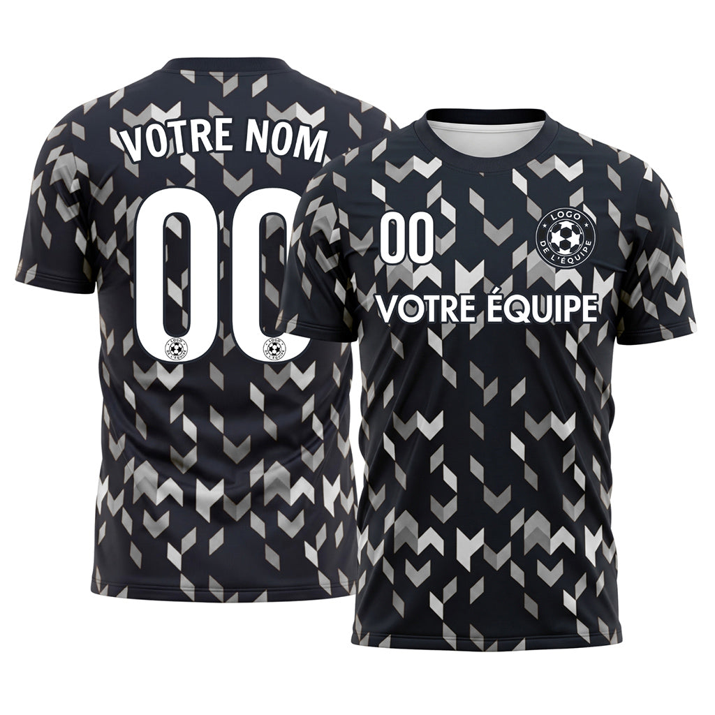Noir Gris Flèche Géométrique Motif Maillot de Football Personnalisé