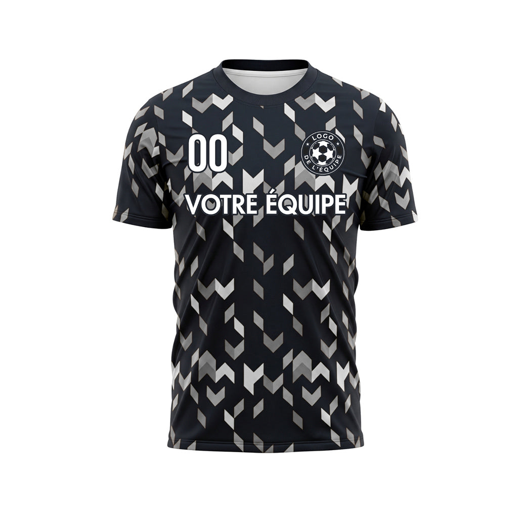 Noir Gris Flèche Géométrique Motif Maillot de Football Personnalisé