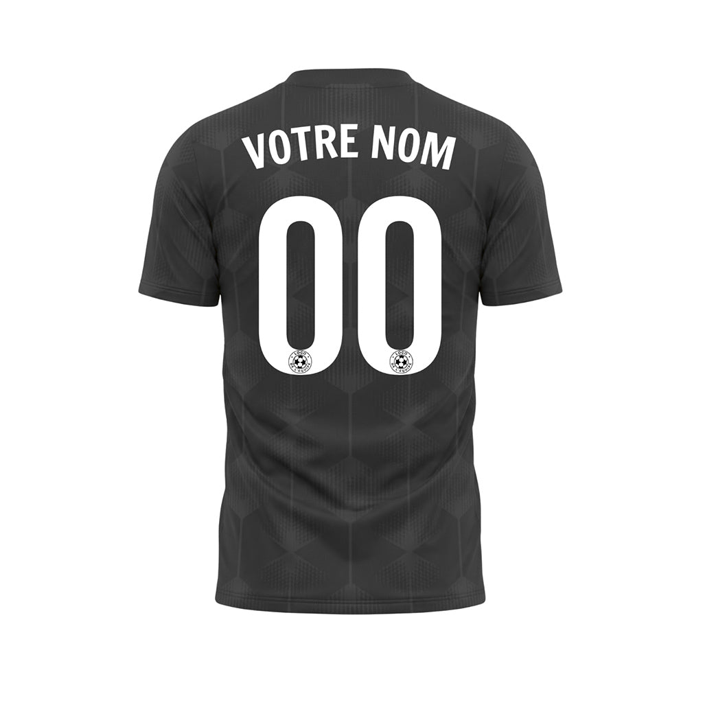 Noir Gris Hexagone Motif Maillot de Football Personnalisé