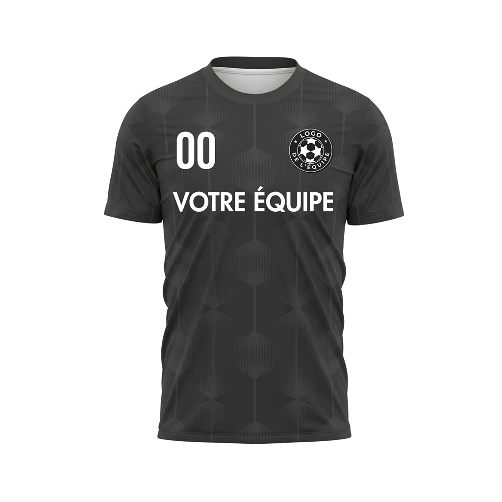 Noir Gris Hexagone Motif Maillot de Football Personnalisé