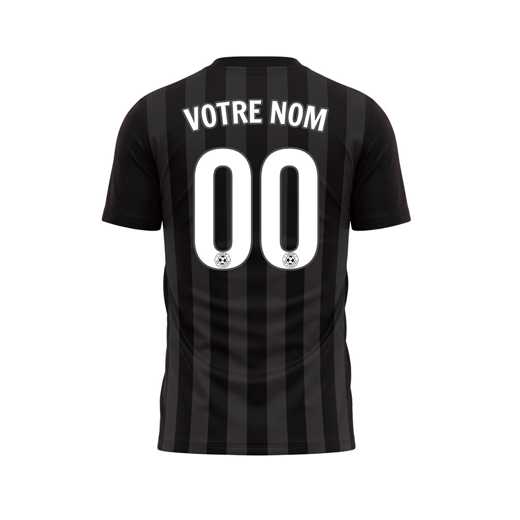 Noir Gris Verticales Rayures Maillot de Football Personnalisé