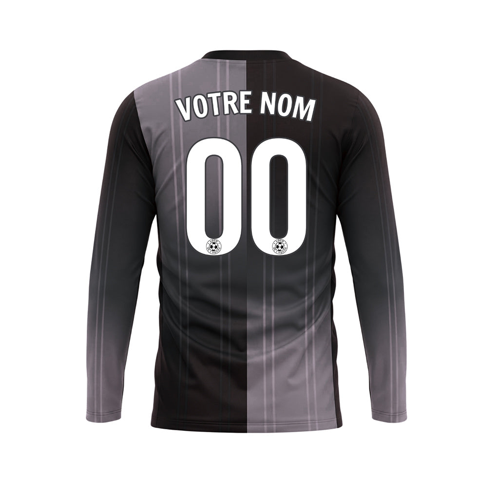 Noir Gris Rayures Verticales Dégradées Maillot de Football Personnalisé à Manches Longues