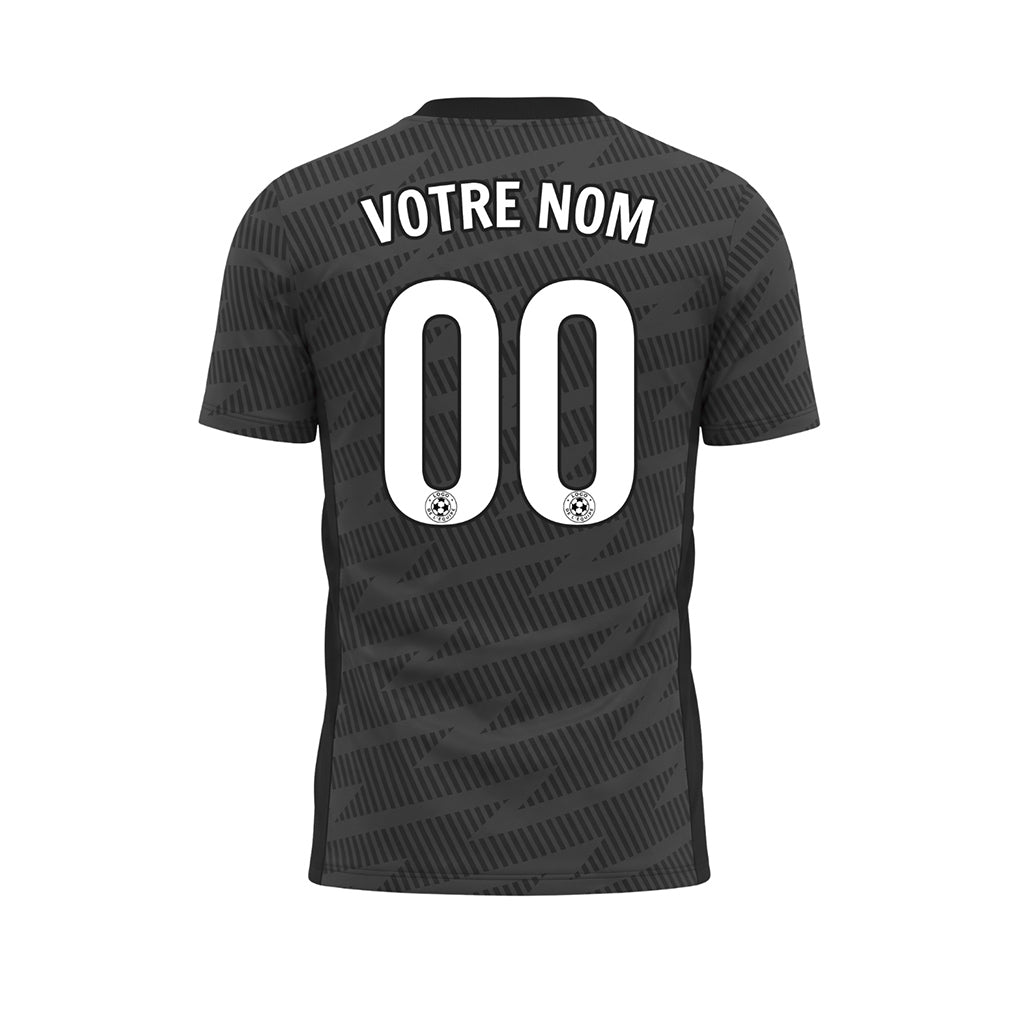 Noir Gris Zigzag Motif Maillot de Football Personnalisé
