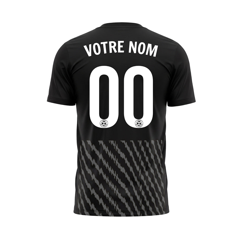 Noir Gris Zigzag Rayures Maillot de Football Personnalisé