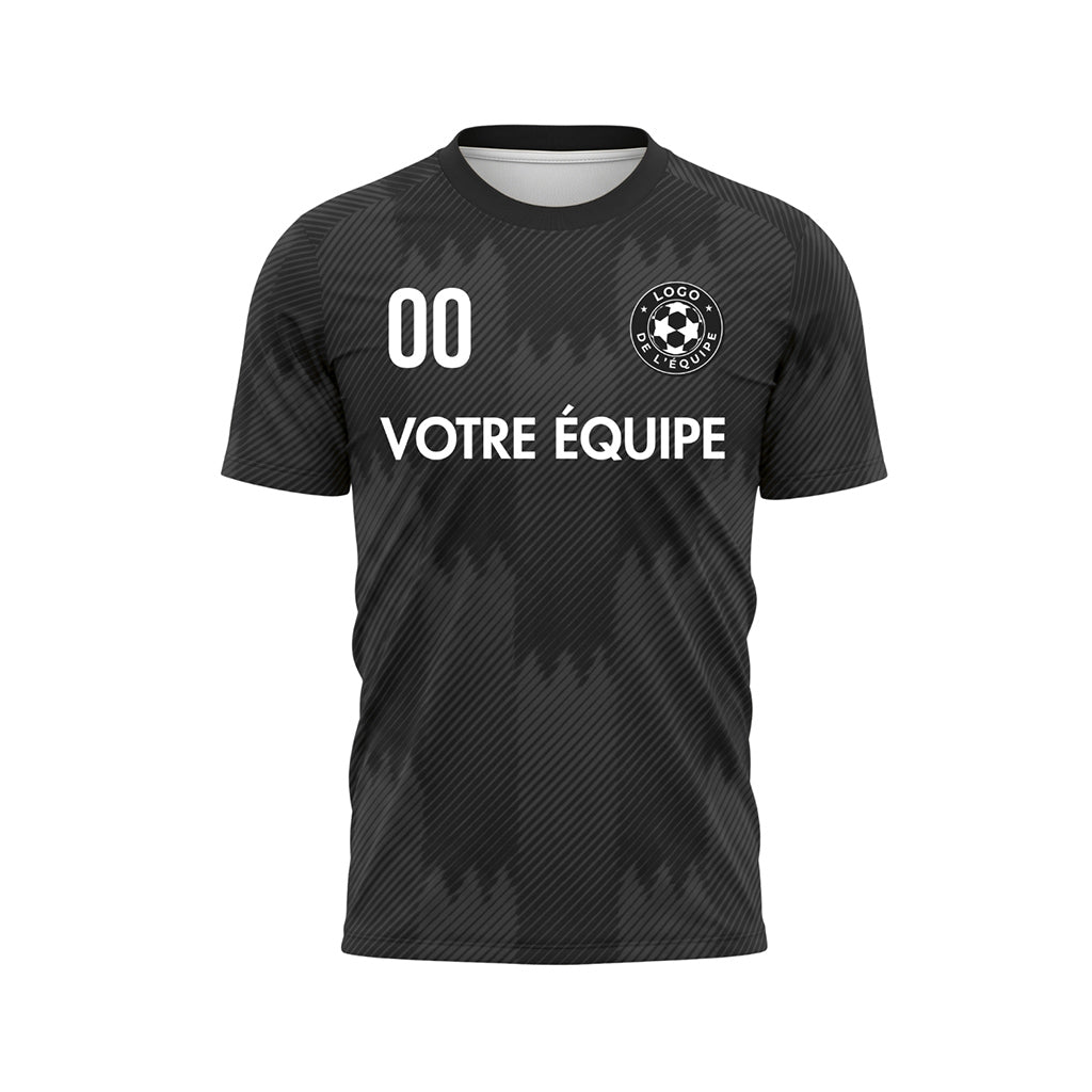 Noir Gris Zigzag Motif Maillot de Football Personnalisé