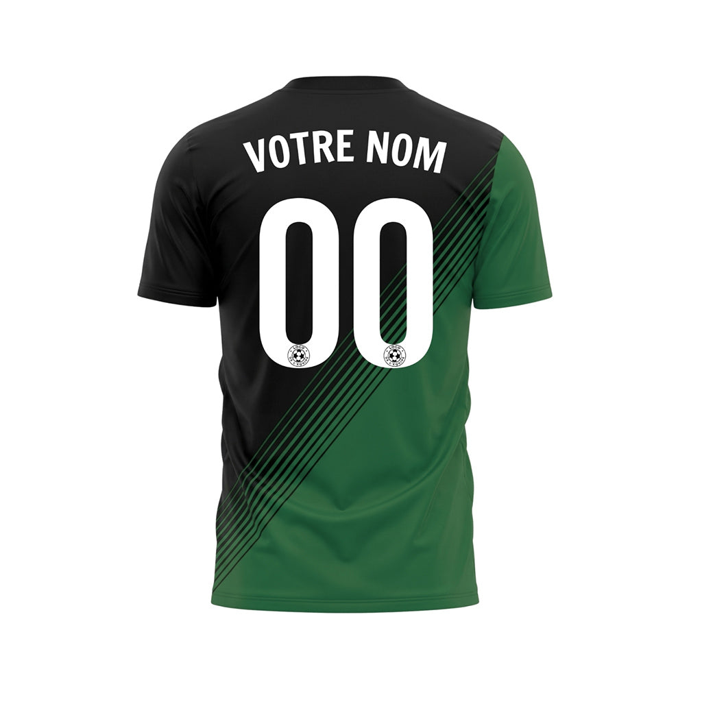 Noir Vert Diagonales Rayures Maillot de Football Personnalisé