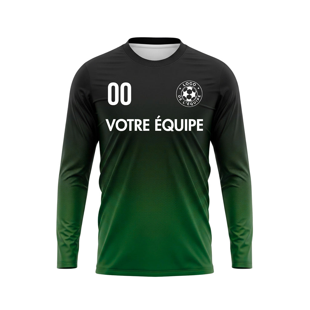 Noir Vert Dégradé à Pois Maillot de Football Personnalisé à Manches Longues