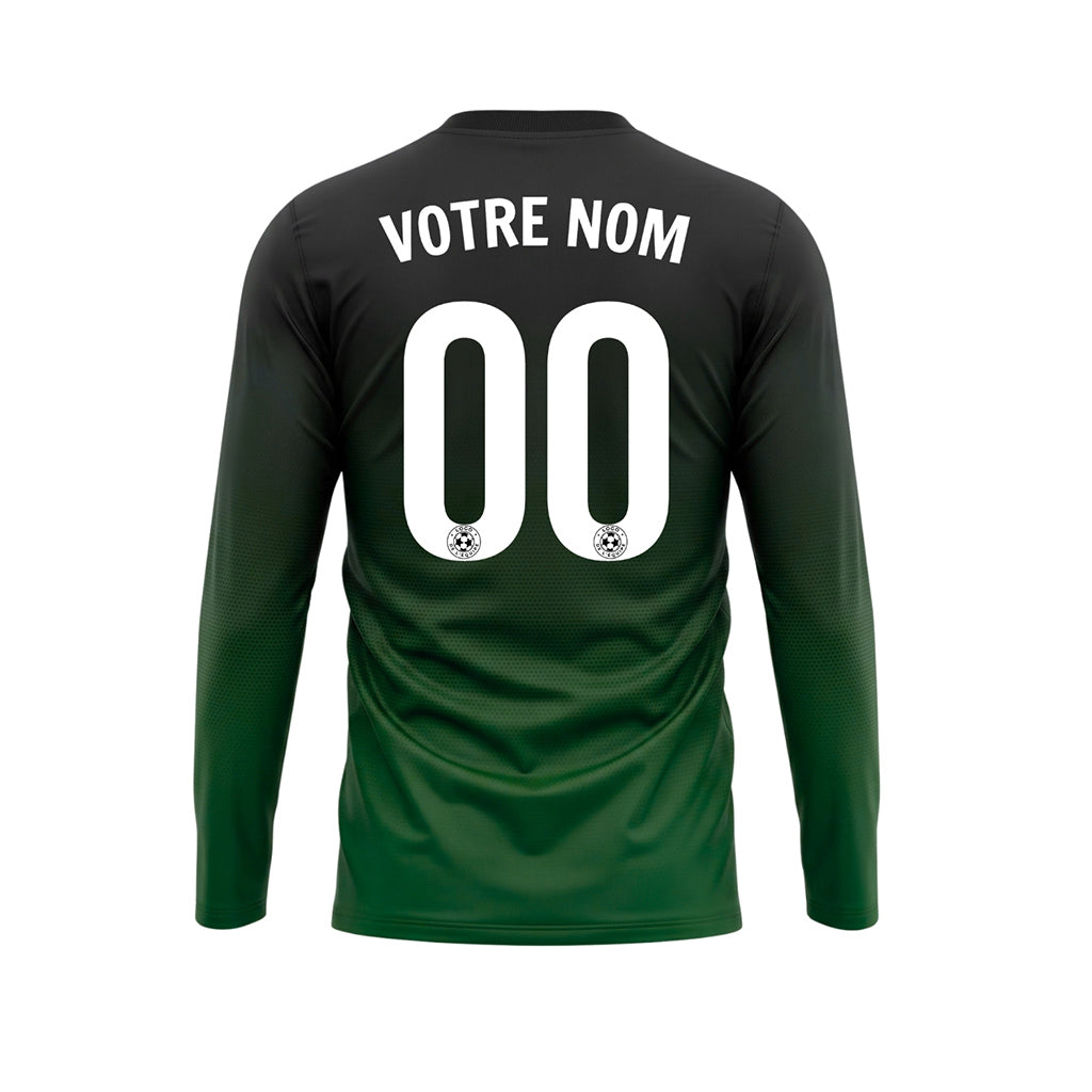 Noir Vert Dégradé à Pois Maillot de Football Personnalisé à Manches Longues