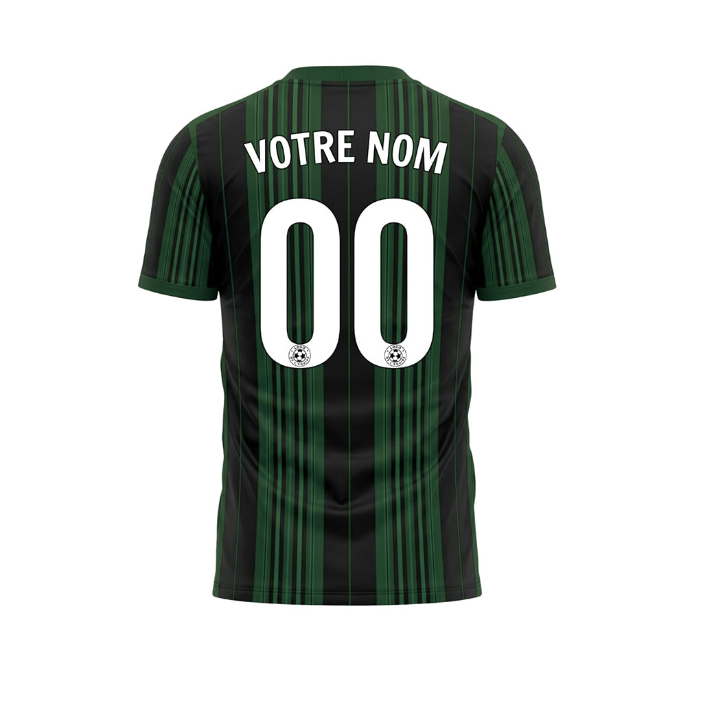 Noir Vert Rayé Maillot de Football Personnalisé