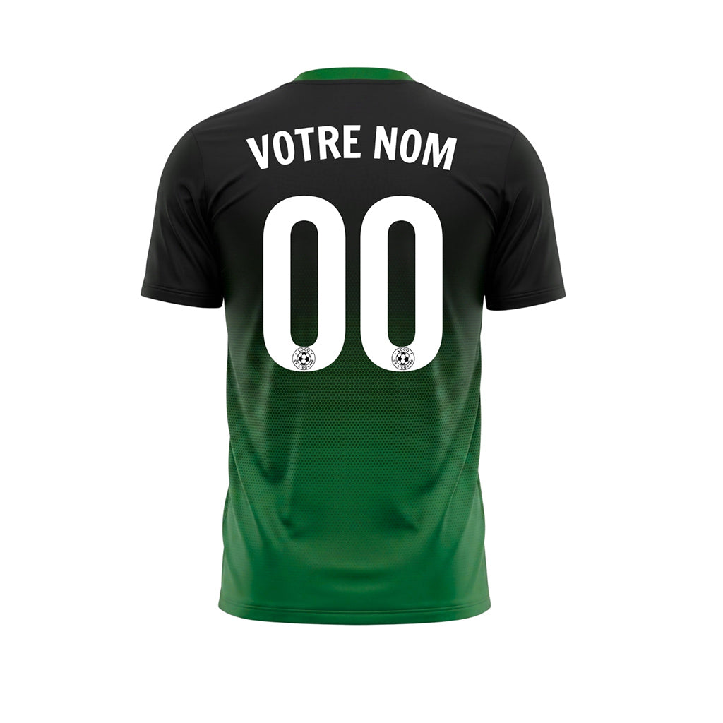 Noir Vert Demi-Teinte Dégradé Maillot de Football Personnalisé