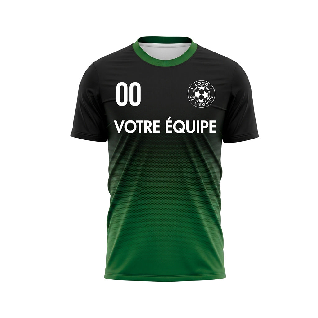 Noir Vert Demi-Teinte Dégradé Maillot de Football Personnalisé