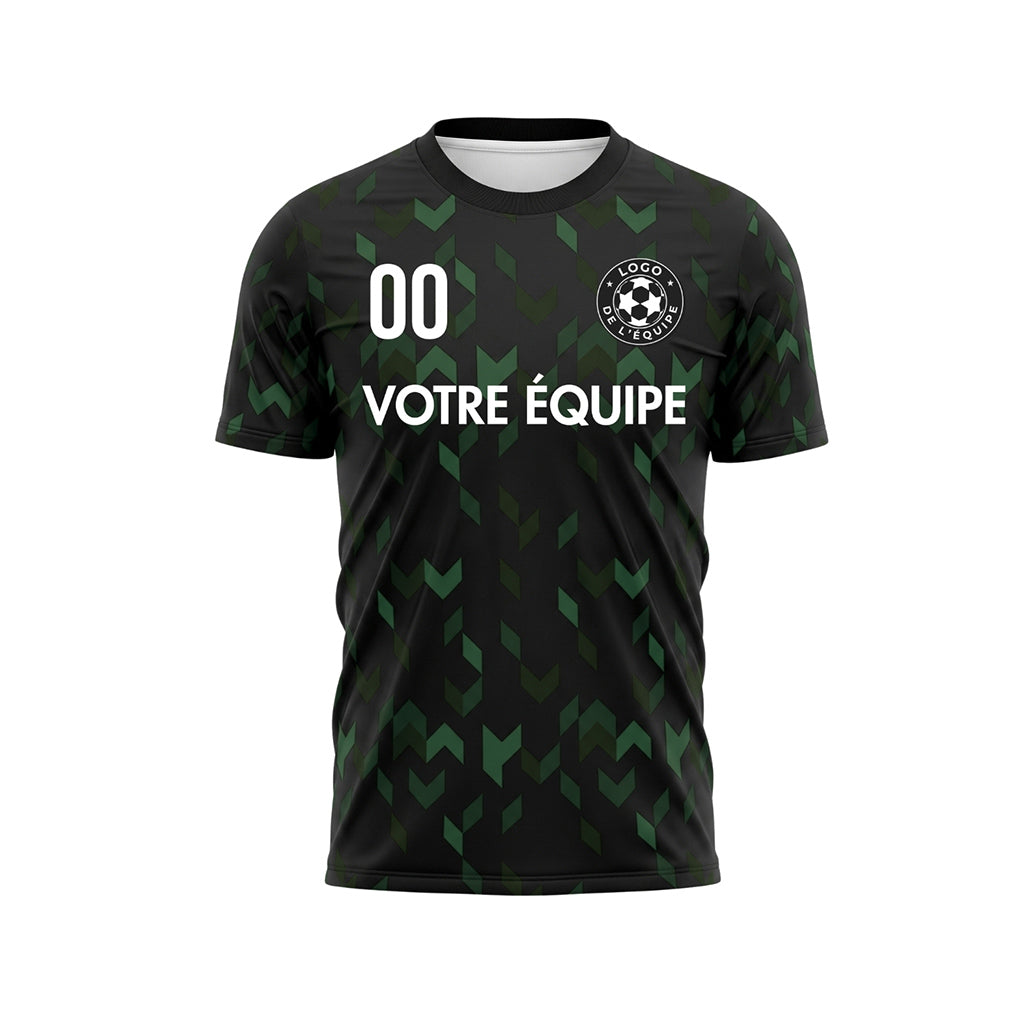 Noir Vert Flèche Géométrique Motif Maillot de Football Personnalisé