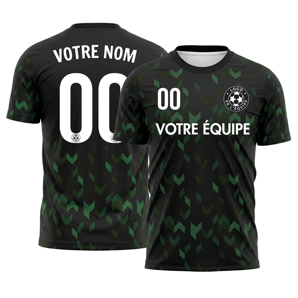Noir Vert Flèche Géométrique Motif Maillot de Football Personnalisé