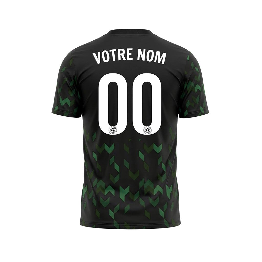 Noir Vert Flèche Géométrique Motif Maillot de Football Personnalisé