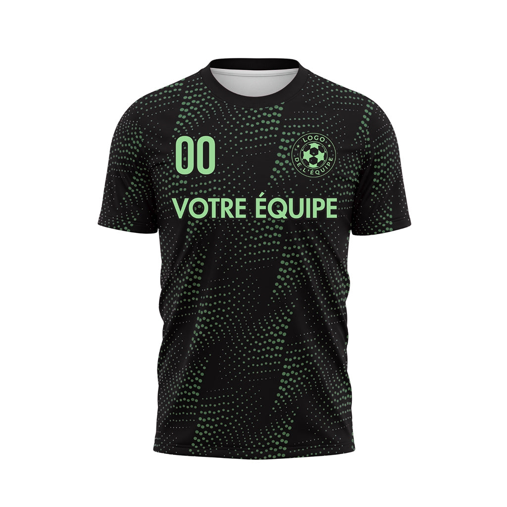 Noir Vert Points Motif Maillot de Football Personnalisé