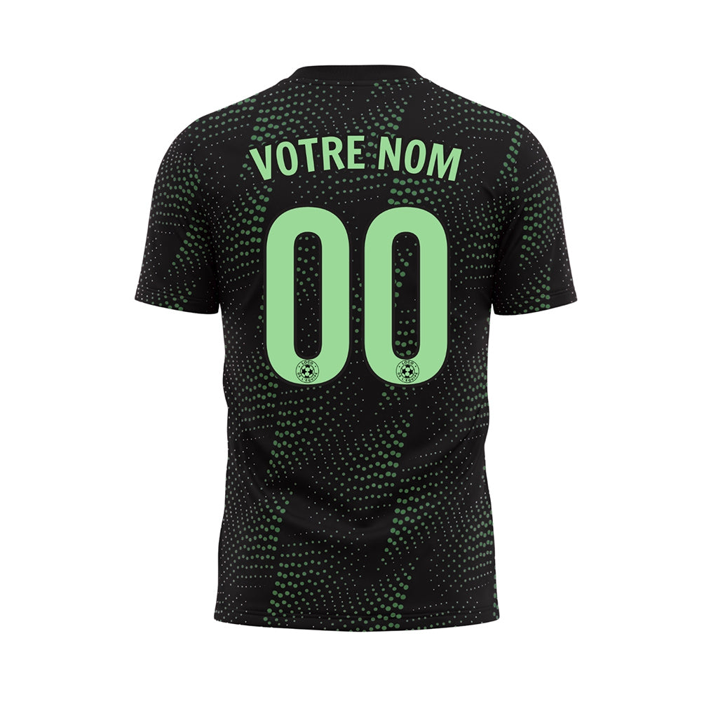 Noir Vert Points Motif Maillot de Football Personnalisé