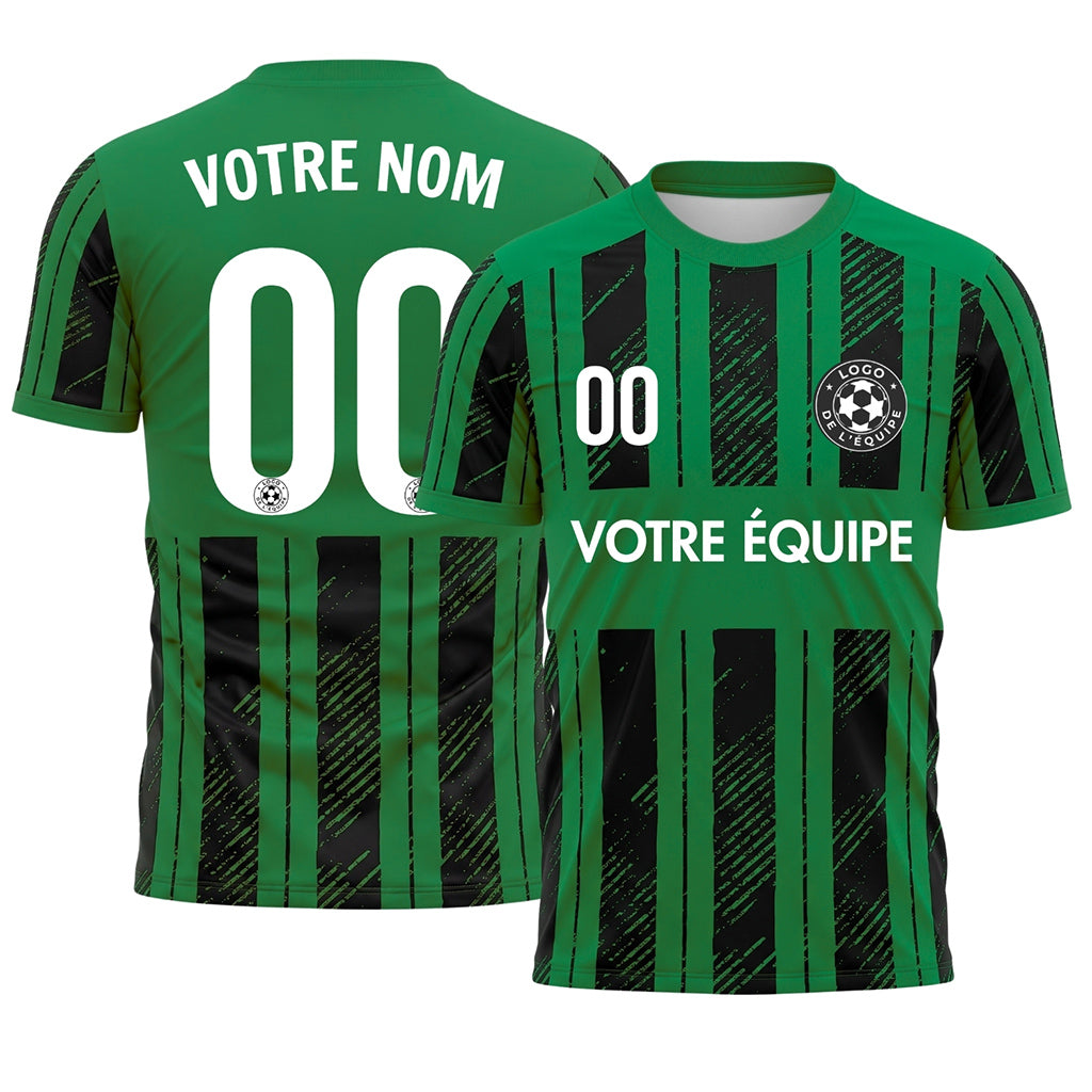 Noir Vert Discontinues Diagonales Rayures Longitudinales Motif (2) Maillot de Football Personnalisé