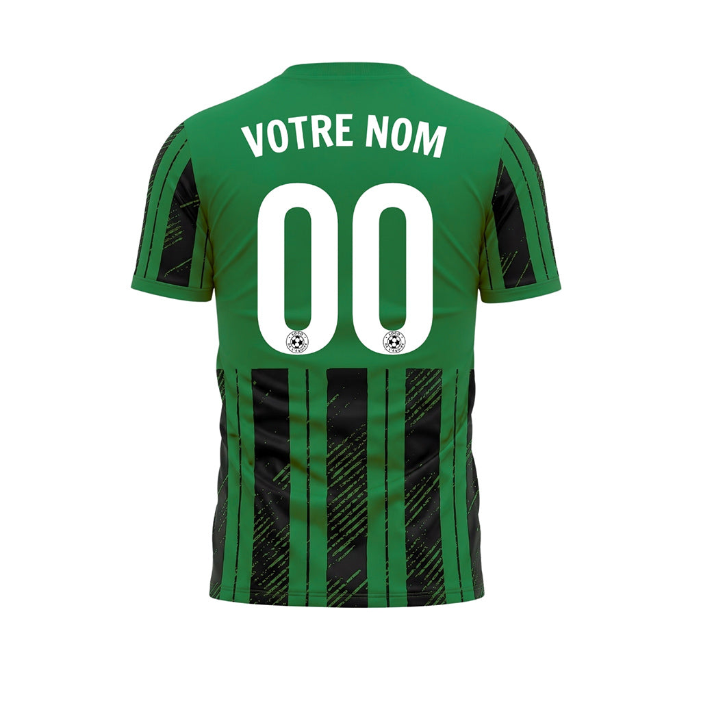 Noir Vert Discontinues Diagonales Rayures Longitudinales Motif (2) Maillot de Football Personnalisé