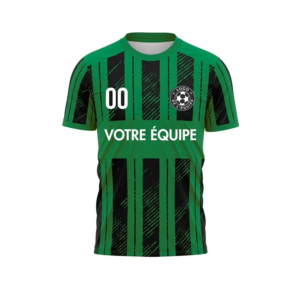 Noir Vert Discontinues Diagonales Rayures Longitudinales Motif (2) Maillot de Football Personnalisé